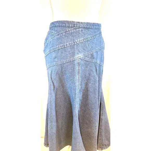 Denim Blue Trumpet Jean Skirt by Marie Leanell Made in Italy Vtg - Picture 2 of 10